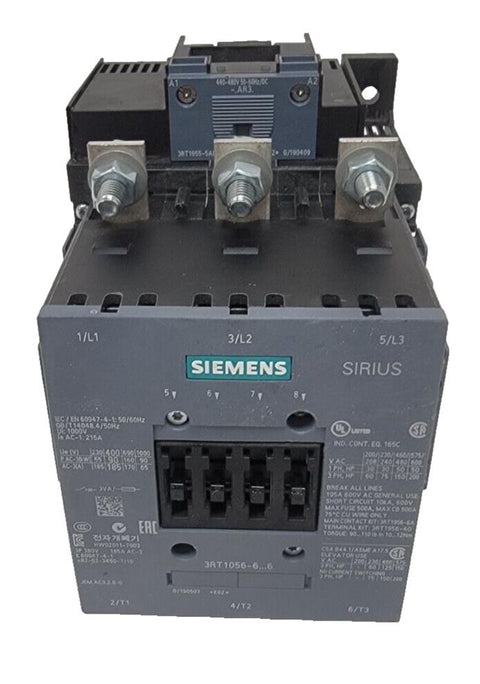 Siemens 3RT1056-6AF36 SIRIUS IEC Contactor 480V AC/DC Coil 3PH 75HP Rated