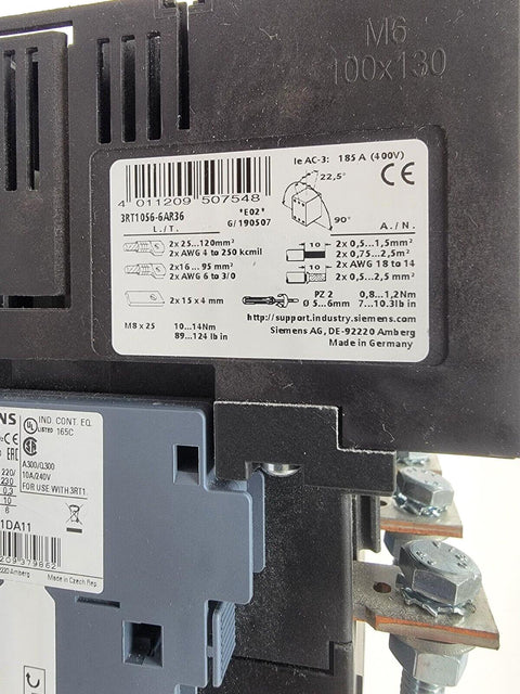 Siemens 3RT1056-6AF36 SIRIUS IEC Contactor 480V AC/DC Coil 3PH 75HP Rated