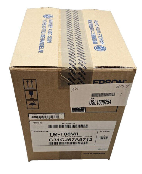 NIB Epson TM-T88VII POS Thermal Receipt Printer USB/Serial/RJ45 + PSU & Cables