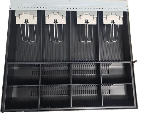 New NCR 2177-3500-9090 Cash Drawer 16" 24V HSR 4B/8C Black w/Stainless Steel