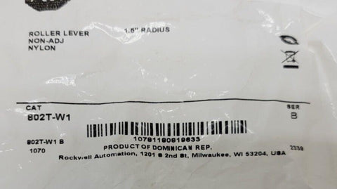Allen Bradley 802T-W1 Roller Lever, 1.5" Radius, Non-Adjustable, Cast Roller