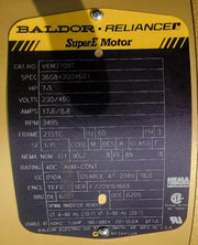 Baldor VEM3709T 7.5Hp, 3450Rpm, 3Ph, 60Hz, 213Tc, 3646M Motor