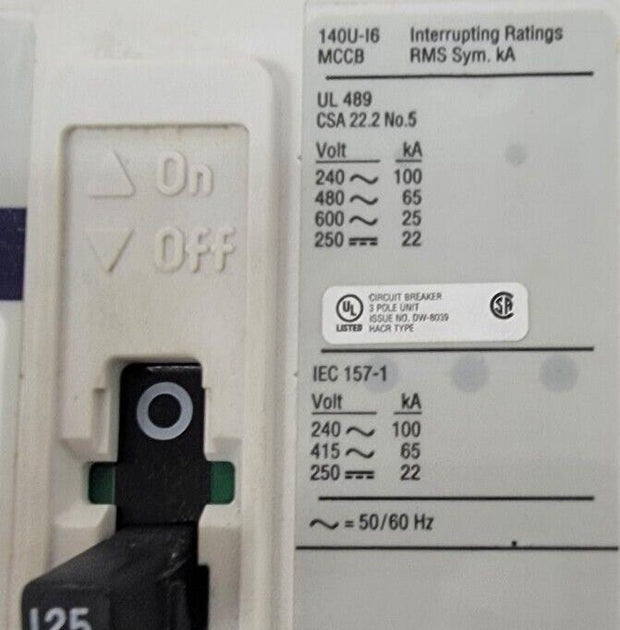 New Allen Bradley 125A Circuit Breaker 140U-I6C3-D12-S