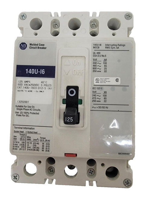 New Allen Bradley 125A Circuit Breaker 140U-I6C3-D12-S