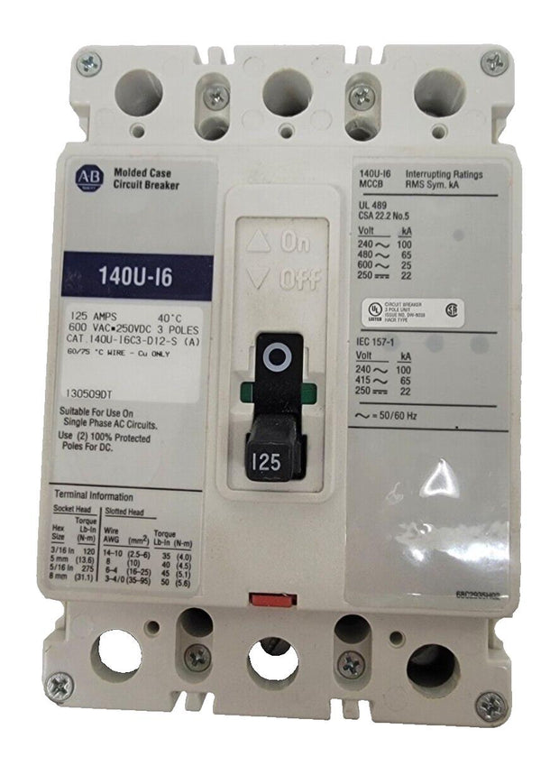New Allen Bradley 125A Circuit Breaker 140U-I6C3-D12-S