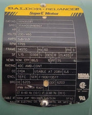Baldor Motor VM3558T 2HP, 1750RPM, 3PH, 60HZ, 145TC, 3524M, TEFC, F1