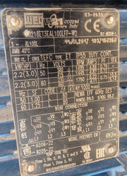 WEG 00218ET3EAL100LFF-W2 W21 Severe Duty Motor, 3HP