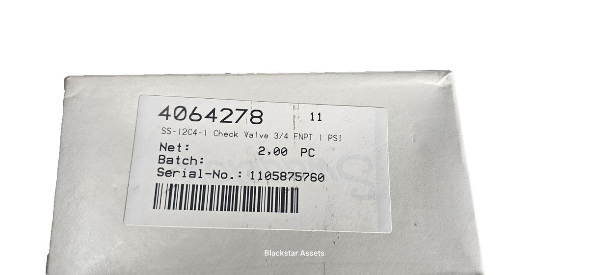 Swagelok SS-12C4-1 C Series Fixed Pressure Check Valve, 3/4