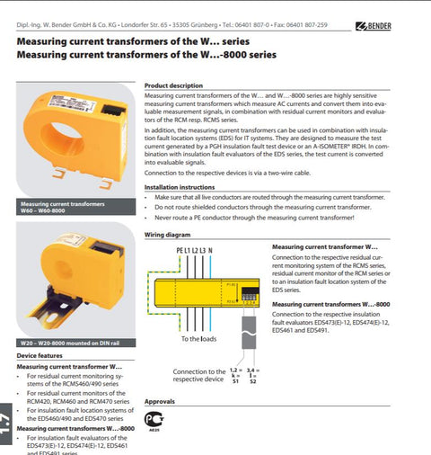 Bender B98080034 W210 Measuring Current Transformer – Blackstar Assets