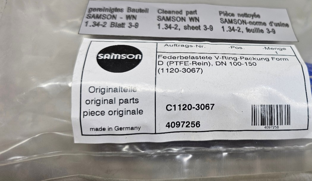 New Samson Pfeiffer C1120-3067 PTFE Spring Loaded V-Ring DN 100-150 ...