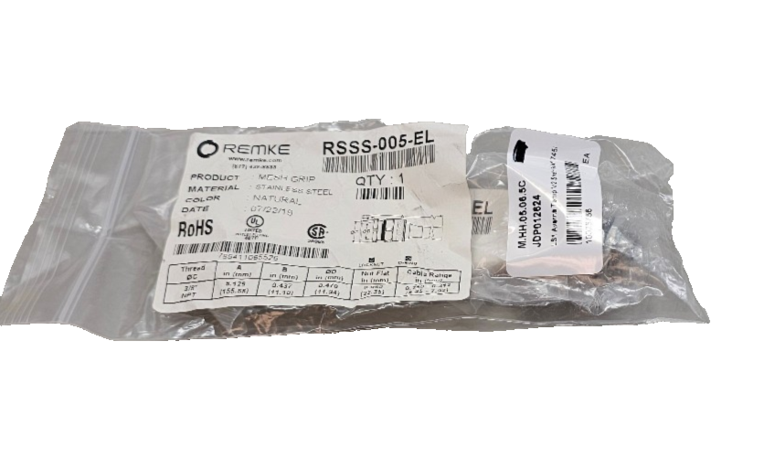 New Remke RSSS-005-EL Cord Connector, Stainless Steel, 3/8