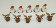 Set of 12 Miniature Christmas Santa and Reindeer Magnets