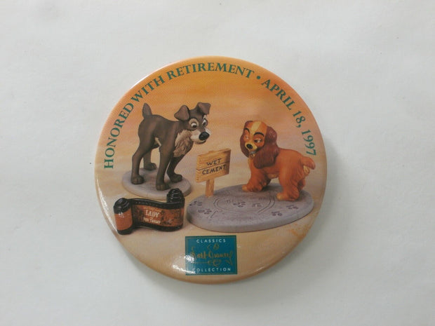 WDCC Disney Lady & Tramp 'Honored with Retirement' 1997 Commemorative Pin