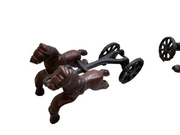 Lot Vintage Cast Iron Horses, Cannons, Trailer 8 3/4"