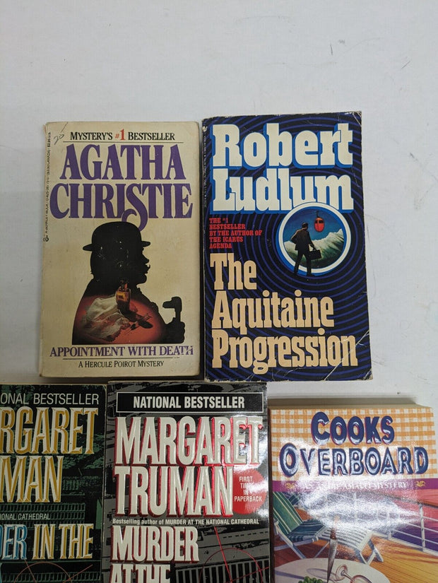Lot of 5 Vintage Print Mystery Novels Agatha Christie Margaret Truman