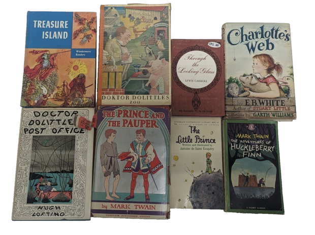 Lot of Vintage 50's 60's Classic Young Adult Novels Mark Twain Charlotte's Web
