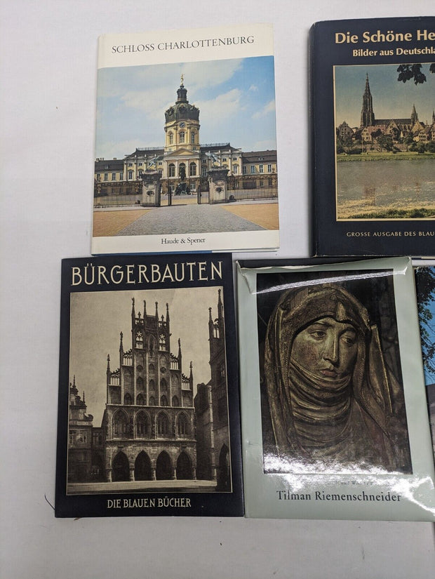 Lot of 6 Large Vintage Print Assorted German Language Books Coffee Table