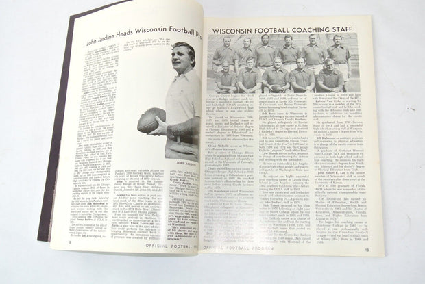 Vintage 1974 Wisconsin Badger Football Program, Wisconsin vs. Minnesota BUCKY
