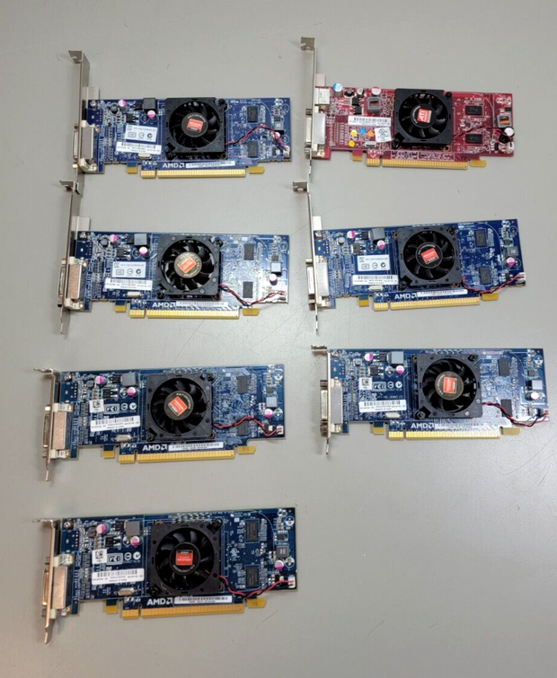 Lot 7 Dell / AMD Radeon Graphics Cards, 512MB Low Profile / Full Profile DMS-59
