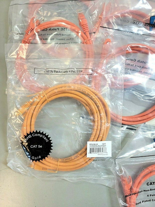 Lot 7 5ft Cat5e Patch Cords RJ45 Mold Injection Non Booted, 24AWG UTP