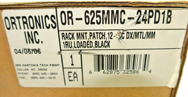 Ortronics OR-625MMC-24PD1B Rack Mount Patch 12-SC 1RU, Loaded, Black