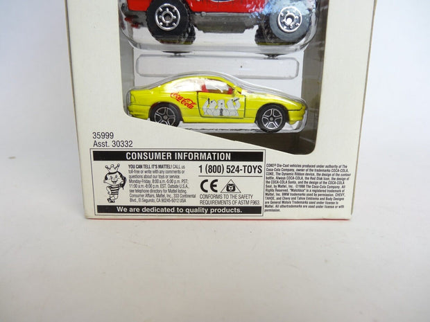 Vintage 1998 Coca Cola Match Box Mattel Wheels 5 Pack of Cars - New