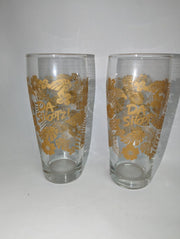 Deschutes Brewery Da Shootz! Floral Pattern Beer Glass - 6-1/2" Tall - Lot of 2