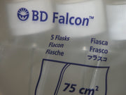 New lot of 5 BD Falcon 250 mL Polystyrene Flask w/ Canted Neck 353133, sealed