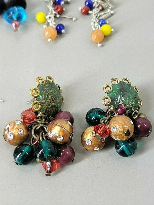 Vintage Costume Jewelry, Chico's, 7 Pairs Earrings, Variety Pack & Colorful