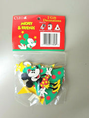 Vintage Cleo Mickey & Friends Christmas Ornaments 2 Gifts, Mickey & Minnie Mouse
