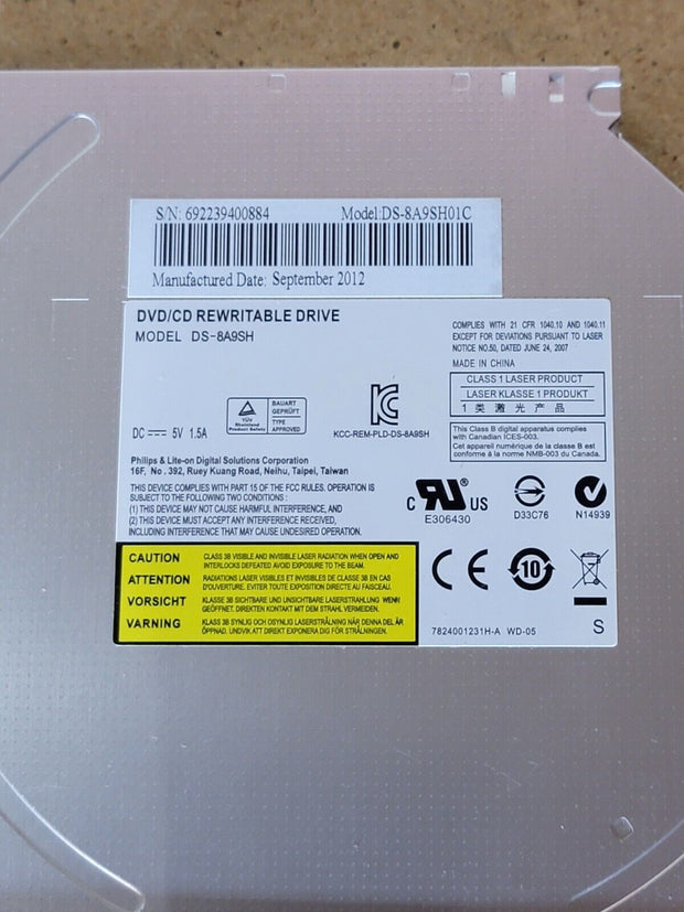 Lite On DS-8A9SH 8x DVD+/-RW (+/-R DL) DVD-RAM SATA II SlimLine 5.25" 9-3