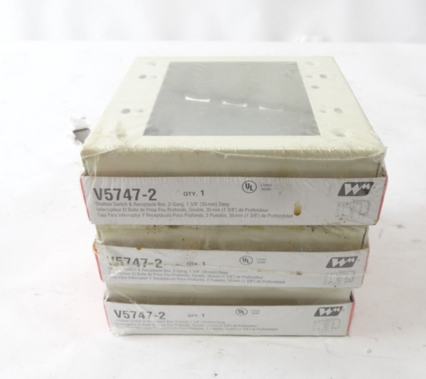 Lot of (3) Wiremold V5747-2 Shallow Switch & Receptable Box 2 Gang