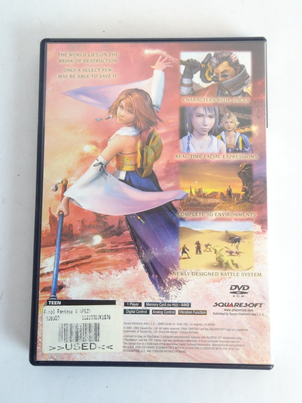 Squaresoft Final Fantasy X Sony Playstation 2 PS2 w/Manual & Case