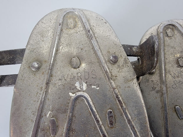 Vintage Roller Skates Metal Wards Speedline Dreadknaught wheel, Leather Straps