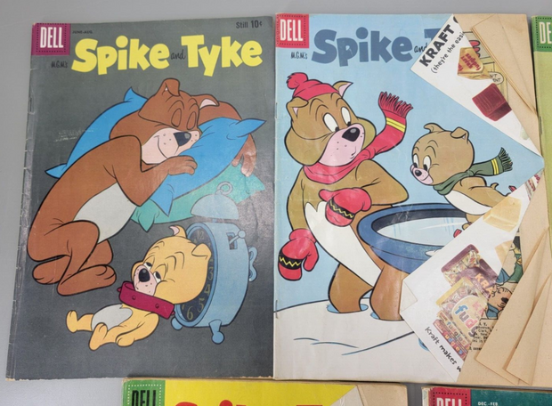 Lot 5 Vintage Dell Comics Books Spike and Tyke, 50's/60's, 10¢, 15¢