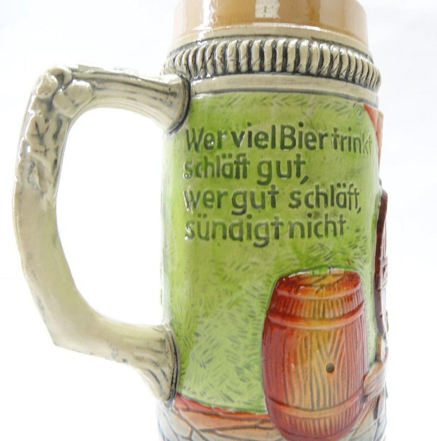German Beer Mug Stein Embossed Wer Viel Bier Trinkt Drink Beer, Get To Heaven