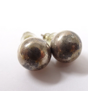 Vintage Costume Jewelry - Pair of Silver Globe Ball Bearing Earrings