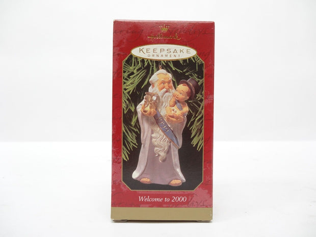 1999 Hallmark QX6829 Welcome to 2000 Father Time Baby Hour Glass Ornament