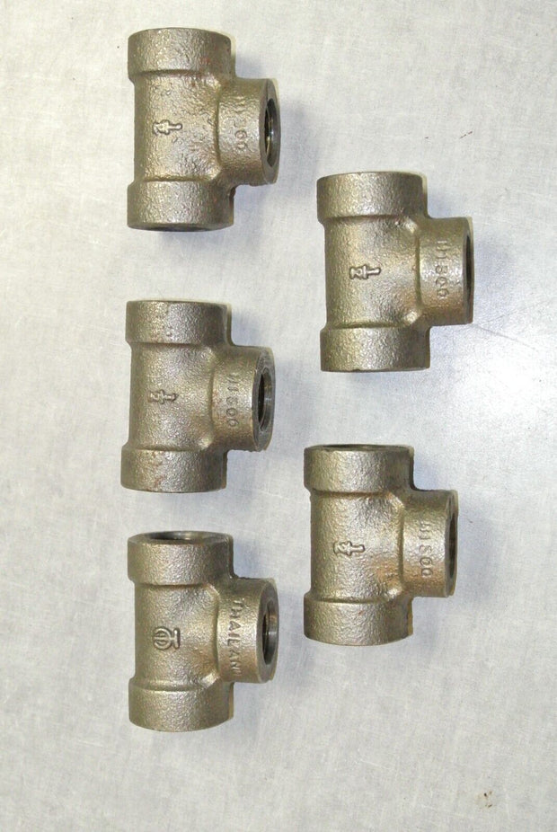 Nibco Galvanized Iron Tee, 1/2" x 1/2" x 1/2" FNPT Pipe Fitting - Lot of 5