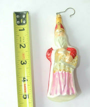 Christopher Radko Santa w/ Book Christmas Tree Ornament Red and Pink