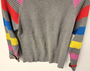 Marisa Christina Striped Sweater, Womens Petite Large, 100% Cotton, Gray