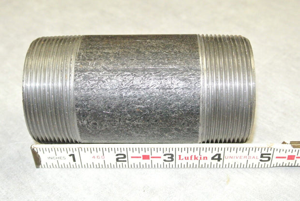 Steel Nipple Threaded Pipe Fitting, 2-3/8" OD x 4-1/2" Length - Black