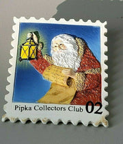 Vintage Hand Painted Pipka Collector's Club Brooch Pin, Santa reading list