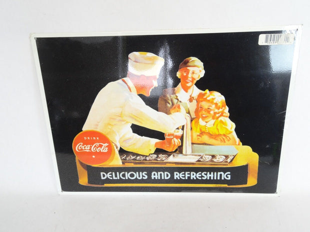 Vintage Coca Cola Coke Delicious And Refreshing Tin Sign Soda Jerk