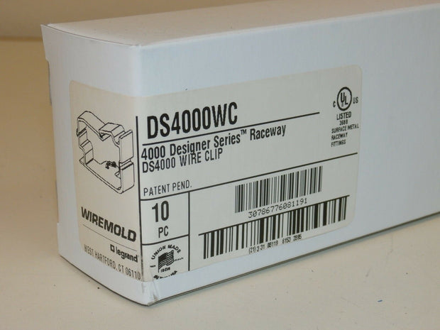 Box of 10 Wiremold DS4000WC 4000 Designer Series Raceway Wire Clip