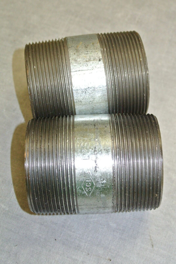 Steel Nipple Threaded Pipe Fitting, 2-1/4" OD x 3" Length - Lot of 2