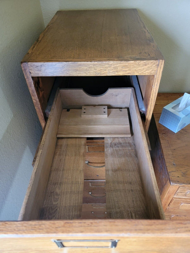 Antique Quarter Sawn Oak File Cabinet  - 3 Drawer 52" x 16.5" x 25"