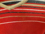 Vintage Striped Sweater Women's Petite Small Red Tan White Black Liz Claiborne