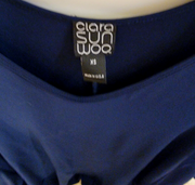 Clara Sun Woo Slinky Asymmetrical Hem Tunic Top Royal Blue XS Blouse Stretch 3/4