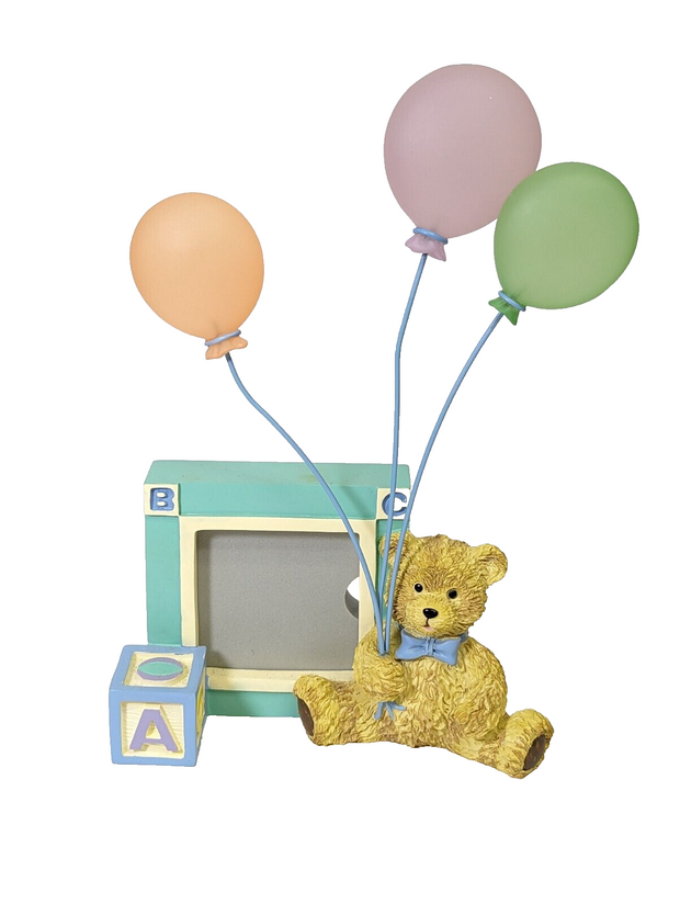 ABC Block 3D Picture Frame, Teddy Bear, Balloons, Blocks - Holds 2x2 Square Pic